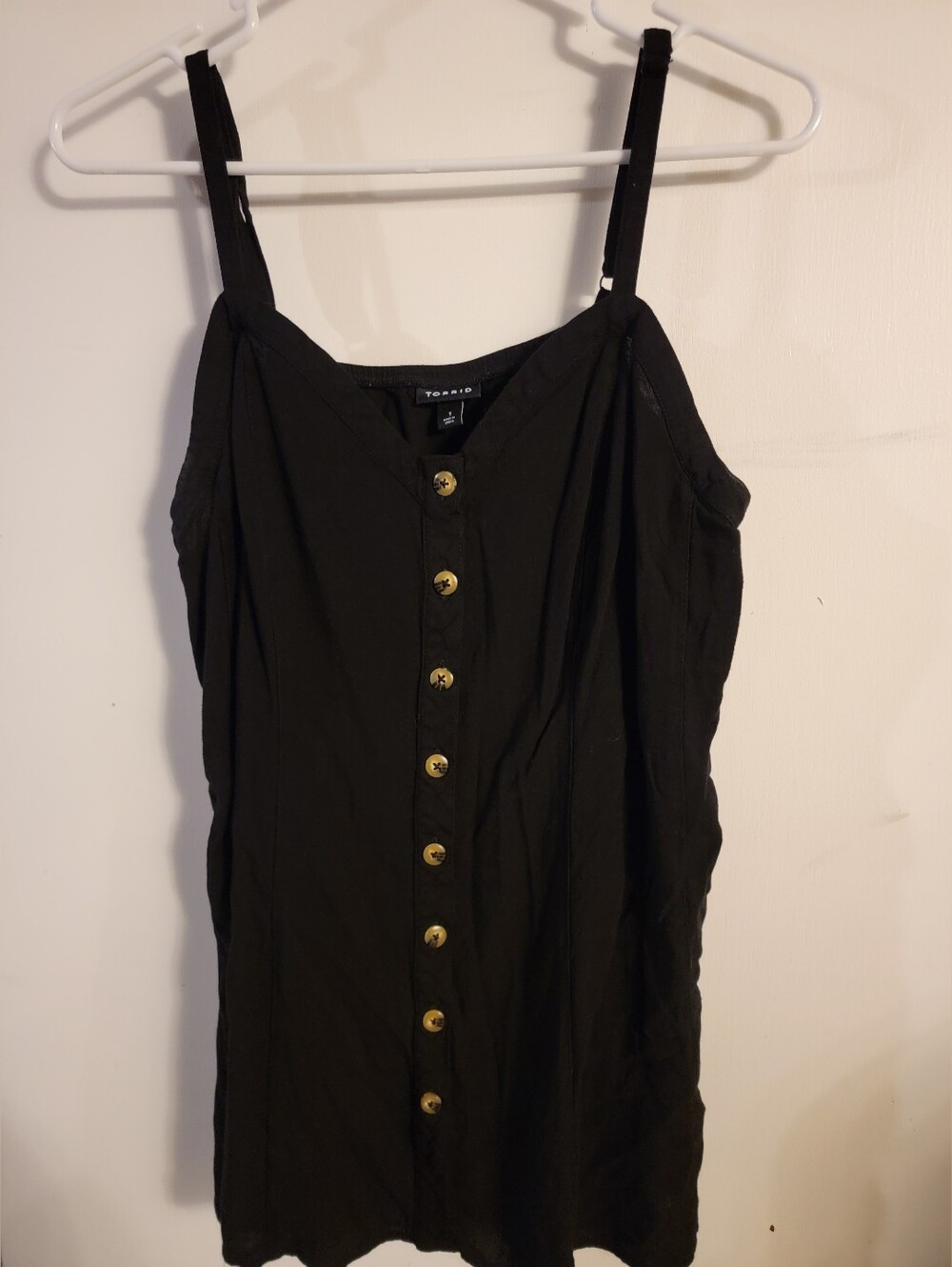 Torrid Black Button-Front Spaghetti Strap Tank Size 1
